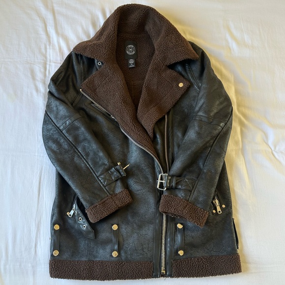 Jackets & Blazers - Faux Leather & Shearling Moto Jacket